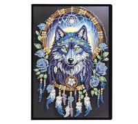 5D DIY Animal Special Shaped Diamond Art Painting Notebook Kit, A5 No Lines Diamond Painting Journal Notebook, 50 Pages Crystal Notepad Sketchbook for Adults Home Office Art Drawing-06