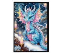5D DIY Animal Special Shaped Diamond Art Painting Notebook Kit, A5 No Lines Diamond Painting Journal Notebook, 50 Pages Crystal Notepad Sketchbook for Adults Home Office Art Drawing-05