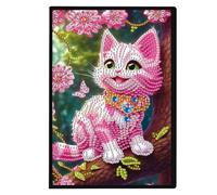 5D DIY Animal Special Shaped Diamond Art Painting Notebook Kit, A5 No Lines Diamond Painting Journal Notebook, Rhinestone Art Hand Craft Kit for Birthdays Gifts-11