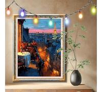 5D DIY Balcony,Paris Diamond Art Kits Adults, Full Drill Diamond Painting by Numbers Kits for Beginners, Gem Art and Rhinestone Embroidery Canvas Picture for Home Wall Decor Gift (60x80cm) 59N-4815