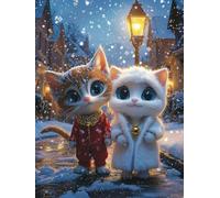 5D DIY Cat Street Lights Full Kits Diamond Art for Kids Adults, Large Square Full Drill 30x40cm Crystal Numbers Diamond Painting Crafts Embroidery Kits, as Gifts, Mural for Home Wall Decor. Bo-240