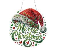 5D DIY Christmas Acrylic Special Shape Diamond Painting, Hanging Single-Side Diamond Painting Pendant, Rhinestone Diamond Art Window Pendants for Home Garden Decor-Merry Christmas-21