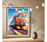 5D DIY Colorful Trains,Landscapes Diamond Art Kits Adults, Full Drill Diamond Painting by Numbers Kits for BeginnersGem Art and Rhinestone Canvas Picture for Home Wall Decor (90x120cm) 59N-6708