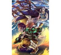 5D DIY Demon Slayer Full Diamond Painting Cross Stitch Kits, Adult and Children Cross Stitch Full Drill Crystal Rhinestone Embroidery Pictures Arts Craft for Home Wall Decor，12X16 Inch