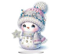 5D DIY Diamond Art Christmas Ornaments Special Shaped Crystal Diamond Desktop Ornament Christmas Snowman Diamond Art Desktop Ornaments for Home Office Table Decor-06-Snowman
