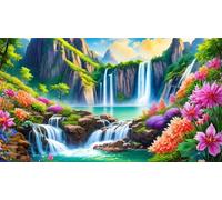 5D DIY Diamond Art, Diamond Painting Kit, Christmas Crafts Crystal Art Kits for Adults, Diamond Art Kits for Adults, Gem Art Diamond Painting Embroidery Kit for Room Decor(Anime Waterfall,89x50cm)-2q
