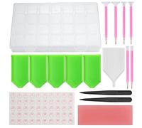 5D DIY Diamond Art Painting Accessories Kits Full, 24 Pcs Diamond Embroidery Art Pictures Crystal Full Kits with 28 Slots Box Tweezers Pens for Beads Crafting Accessories