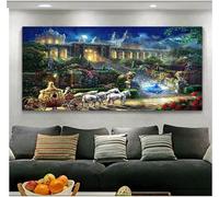 5D DIY Diamond Art Painting Cinderella Kits Full Drill for Adults, Large Diamond Painting Carriage Diamond Art For Kids, Crystal Gem Art Craft Paintings Kits for Home Wall Decor Gifts 39.4x21.6 Inch