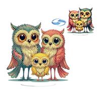 5D DIY Diamond Art Painting Desktop Ornament, Diamond Art Flower Animal Tabletop Handmade Decoration for Bedroom Office Double-Sided Pattern-17-Owl Family
