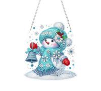 5D DIY Diamond Art Painting Kit Christmas Snowman Ornament, Diamond Art Christmas Hanging Ornament Window Hanging Kits Single Sided-04-Snowman