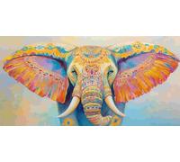 5D DIY Diamond Art Painting Kits Full Drill for Kids Adults, Large Diamond Painting Elephant Color Crystal Rhinestone Embroidery Cross Stitch Arts and Crafts for Home Wall Decor Gifts 50x100cm v-160