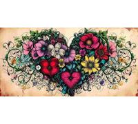 5D DIY Diamond Art Painting Kits Full Drill for Kids Adults, Large Diamond Painting Flowers Heart Shaped Crystal Rhinestone Embroidery Arts and Crafts Canvas for Home Wall Decor Gifts 100x200cm v-397