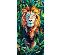 5D DIY Diamond Art Painting Kits Full Drill for Kids Adults, Large Diamond Painting Jungle Lion Crystal Rhinestone Embroidery Cross Stitch Arts and Crafts Canvas for Home Wall Decor Gifts 30x60cm v153