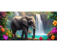 5D DIY Diamond Art Painting Kits Full Drill for Kids Adults, Large Diamond Painting Landscape Elephant Crystal Rhinestone Embroidery Arts and Crafts Canvas for Home Wall Decor Gifts 90x180cm v-253