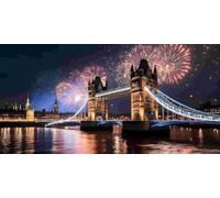 5D DIY Diamond Art Painting Kits Full Drill for Kids Adults, Large Diamond Painting London Tower Bridge Crystal Rhinestone Embroidery Arts and Crafts Canvas for Home Wall Decor Gifts 70x140cm v-569