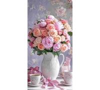 5D DIY Diamond Art Painting Kits Full Drill for Kids Adults, Large Diamond Painting Vase Rose Crystal Rhinestone Embroidery Cross Stitch Arts and Crafts Canvas for Home Wall Decor Gifts 90x180cm v-437