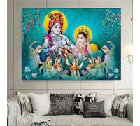 5D DIY Diamond Art Painting Kits Full Drill, India Gods Radha Krishna Round Diamond Embroidery Art Cross Stitch Crafts,Crystal Rhinestone Diamond Paints Kits for Home Wall Decor(45x55cm/18x22inch)
