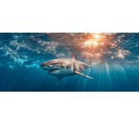 5D DIY Diamond Art Sea, Diamond Painting Kits for Adults Shark, 5D Full Drill Crystal Gem Kits for Beginners, Crystal Art Crafts Pictures for Adults, House Decor, Spring Decor, Gifts, 28x16in 9-1088