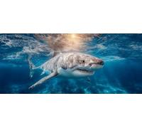 5D DIY Diamond Art Shark, Diamond Painting Kits for Adults Blue, 5D Full Drill Crystal Gem Kits for Beginners, Crystal Art Crafts Pictures for Adults, House Decor, Spring Decor, Gifts, 44x20in 8-5075