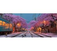 5D DIY Diamond Art Street View, Diamond Painting Kits for Adults Book, 5D Full Drill Crystal Gem Kits for Beginners, Crystal Art Crafts Pictures for Adults, House Decor, Spring Decor, 44x20in 0-1051