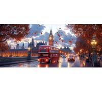 5D DIY Diamond Art Street View, Diamond Painting Kits for Adults London, 5D Full Drill Crystal Gem Kits for Beginners, Crystal Art Crafts Pictures for Adults, House Decor, Spring Decor, 80x40in D-8795