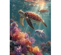 5D DIY Diamond Art Turtle, Diamond Painting for Adults, 5D Full Drill Crystal Art Kits for Adults Beginners, Cross Stitch Painting Embroidery Crafts Kits, for Home Wall Decor, 100x135cm (Sea) T-4392