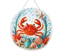 5D DIY Diamond Painting Acrylic Pendant - Ocean Series A04 Crab | Dolphin & Seashell Wall Art Kit with Hanging Chain | Perfect for Adults & Teens, Home Decor, Gift for Sea Lovers
