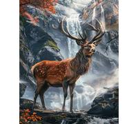 5D DIY Diamond Painting Art Kits Sika Deer Full Round Drill Rhinestone Embroidery Canvas Painting Beginners Cross Stitch Pictures by Numbers Large Adults Children for Home Crafts Wall Decor 60x80cm