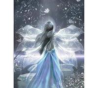 5D DIY Diamond Painting Art Set Beautiful Fairy Round Crystal Rhinestone Full Drill Adults Kids Cross Stitch Embroidery Kits Mosaic Canvas Wall for Living Room Home Decor Crafts 25x30cm/10X12in A1110