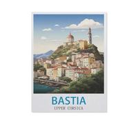 5D DIY Diamond Painting,Bastia Travel Poster, Upper Corsica,Round Full Drill Crystal Rhinestone Embroidery Cross Stitch Arts Craft Canvas for Home Wall Decor(50 x 60 cm/19.68 x 23.62 inches)-HB93