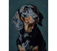 5D DIY Diamond Painting Black Dachshund Sausage Dog Crystal Rhinestone Embroidery Cross Stitch Arts Craft Home Wall Decoration(Square Drill 30x40cm