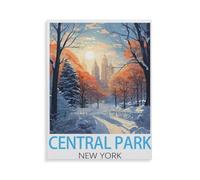 5D DIY Diamond Painting,Central Park New York Vintage Travel Posters,Round Full Drill Crystal Rhinestone Embroidery Cross Stitch Arts Craft Canvas for Home Wall Decor(40 x 50 cm) -AF97