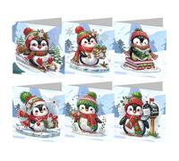 5D DIY Diamond Painting Christmas Greeting Cards, Round Drill Crystal Craft Paint, Snowman Santa Claus Greeting Cards, Christmas Elements Diamond Art Cards for Family Friends Handmade Gift (B8)