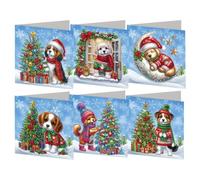 5D DIY Diamond Painting Christmas Greeting Cards, Round Drill Crystal Craft Paint, Snowman Santa Claus Greeting Cards, Christmas Elements Diamond Art Cards for Family Friends Handmade Gift (C3)