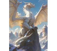 5D DIY Diamond Painting for Adults White Dragon Diamond Art Kits 40x55cm, Kids Beginner Full Drill Crystal Accessories, Mosaic Embroidery Gem Canvas Crafts, Fall Women Gifts Furniture Decoration w-29