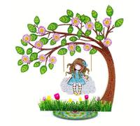 5D DIY Diamond Painting Kit I Girl on Swing Design with Crystal Rhinestones I Acrylic Table Top Decoration for Adults & Beginners I Girl Themed Art Craft I Easy To Use & Perfect for Art Lovers