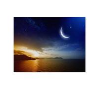 5D DIY Diamond Painting Kit，Starry night with a huge crescent moon during Ramadan，Crystal Mosaic Full Drill Round Diamond Painting Embroidery Accessories（50 x 60 cm/19.68 x 23.62 inches）-N358
