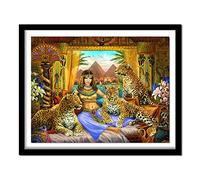 5D DIY Diamond Painting Kits,Egypt Queen Leopard Round Drill,40x60cm Diamond Painting Adults kids Cross Stitch Full Drill Crystal Rhinestone Embroidery Diamond Dot Art Pictures Home Wall Decor Gifts