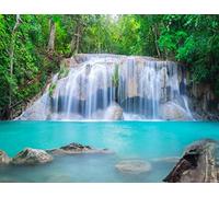 5D DIY Diamond Painting Kits Erawan Waterfall in Thailand Full Drill Painting Arts Craft Canvas for Home Wall Decor Full Drill Cross Stitch Gift 14"x20"