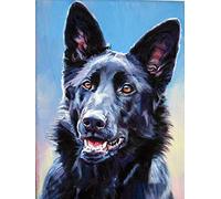 5D DIY Diamond Painting Kits for Adults Black German Shepherd Full Drill Crystal Embroidery Cross Stitch Arts Crafts for Home Wall Decor(Square Drill 11.8 Inch"X15.7 Inch")