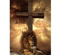 5D DIY Diamond Painting Kits for Adults Cross Lion Lamb Square Round Diamond Crystal Rhinestone Embroidery Cross Stitch Arts Craft Home Wall Decoration