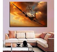 5D DIY Diamond Painting Kits for Adults/Kids Aircraft Spitfire 40x50cm Full Drill Diamond Art Picture Crystal Rhinestone Diamond Embroidery Cross Stitch Art Craft for Living Bedroom Wall Decor