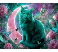 5D DIY Diamond Painting Kits for Adults & Kids Full Drill, Crystal Art Gem Painting for Home Wall Decor, Perfect for Relaxation & Stress Relief Gifts, Easy Create Masterpiece, Fantasy Cat 20x30cm A387