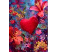 5D DIY Diamond Painting Kits for Adults & Kids Full Drill, Crystal Art Gem Painting for Home Wall Decor, Perfect for Relaxation Stress Relief Gifts, Easy Create Masterpiece, Flower Heart 80x110cm A375