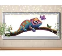 5D DIY Diamond Painting Kits for Adults large 100x200cm,Chameleon,Butterfly Diamond Art for Kids,Full Drill Gem Art and Crafts Rhinestone Embroidery Cross Stitch Pictures for Home Wall Decor 58Y-7874