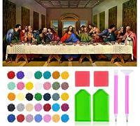 5D DIY Diamond Painting Kits for Adults, Large Size Full Drill Diamond Arts Rhinestone Pasted, DIY Painting Diamond Dot Arts Crafts for Home Wall Decor Gift, 15.8"x33.5" (The Last Supper)
