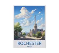 5D DIY Diamond Painting，Rochester Kent vintage travel poster，Round Full Drill Crystal Rhinestone Embroidery Cross Stitch Arts Craft Canvas for Home Wall Decor(30 x 40 cm/11.81 x 15.74 inches)-AU1