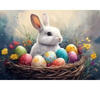 5D DIY Egg Diamond Painting Kits, Full Drill Rabbit Diamond Art for Adults, Diamond Crystal Art Kits for Adults Embroidery Cross Stitch Crafts Pictures by Numbers for Home Decor 20x28in T0U-552
