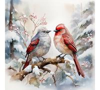 5D DIY Full Round Drill Christmas Two Birds Home Decor 30x30cm