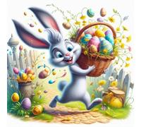 5D DIY Full Round Drill Easter Diamond Painting Kit, 30x30 cm DIY Easter Diamond Art Kit for Beginner, Round Drill Crystal Craft Painting, Rhinestone Home Wall Decoration Art Craft -06